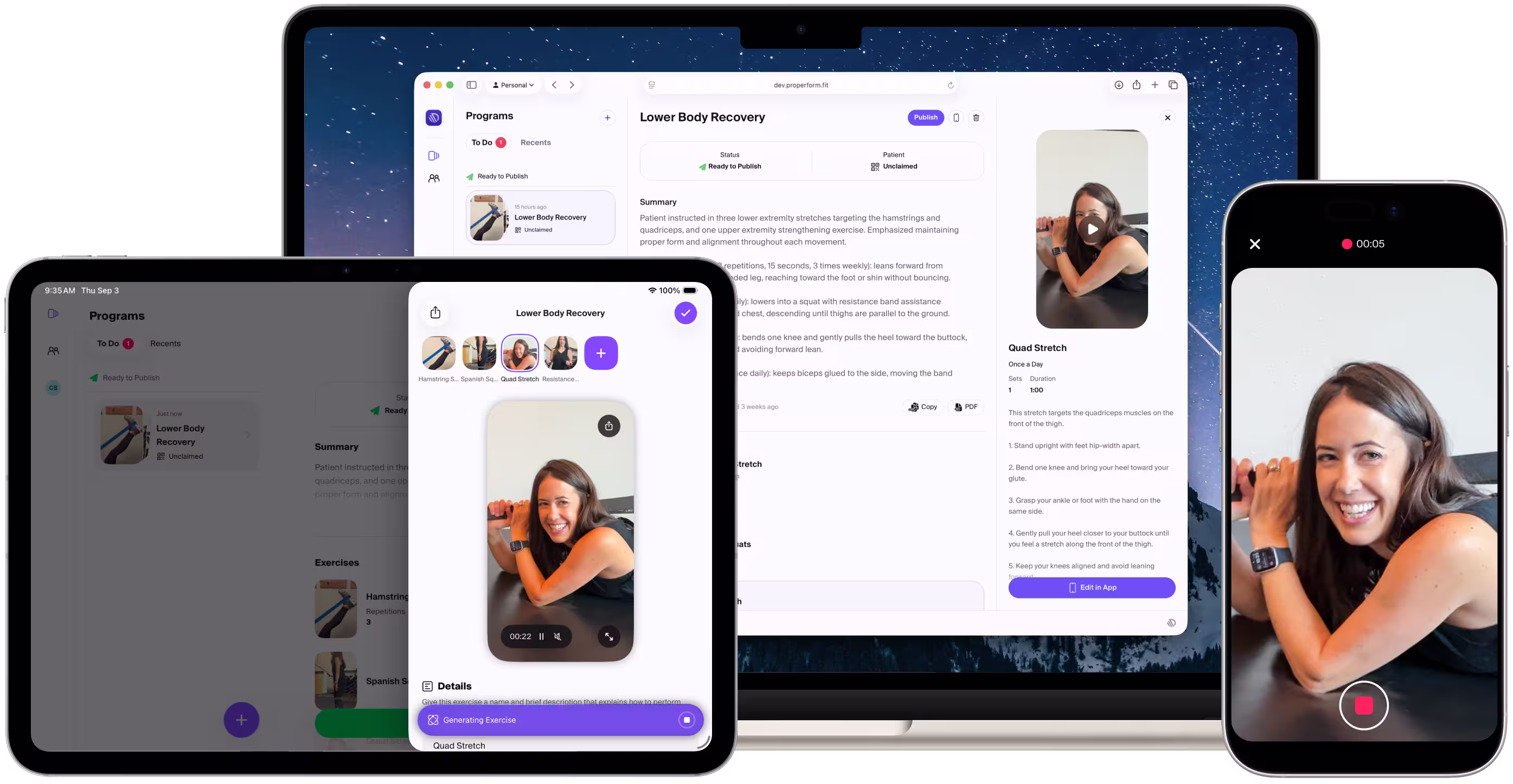 ProperForm running on MacBook, iPad, and iPhone