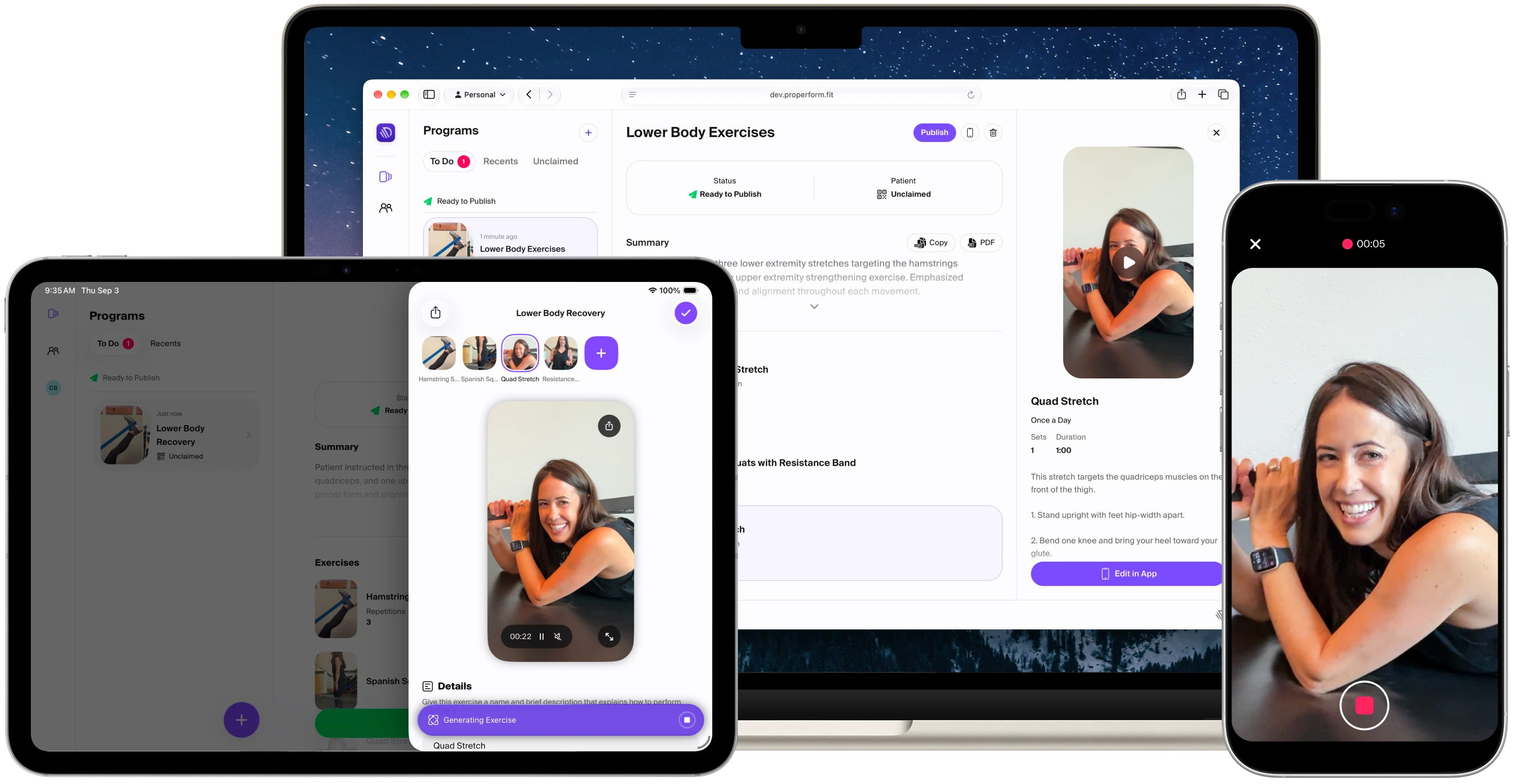 ProperForm running on MacBook, iPad, and iPhone