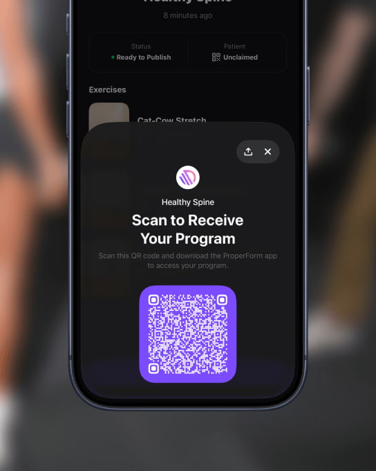Scan to receive your program screen with a QR code