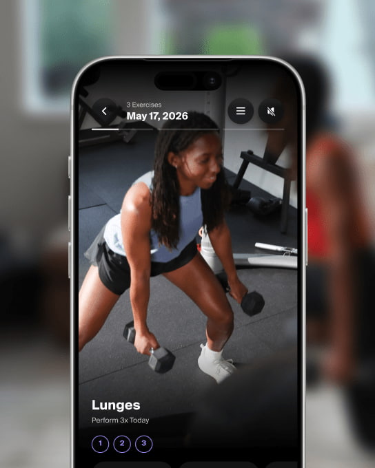 Patient performing a guided exercise on their phone
