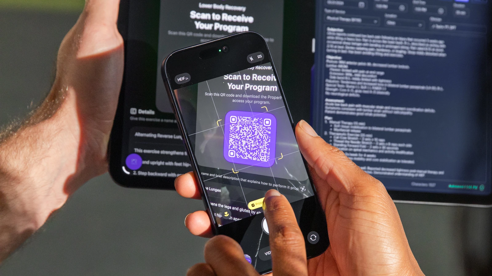 Athlete scanning a QR code to receive their program